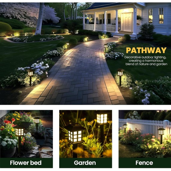 LED Solar Walkway Lights, 16 Pack Waterproof Lights for Garden, Landscape, Path, Yard, Patio, Driveway - Maintain 10 Hours of Lighting