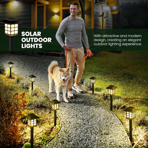 LED Solar Walkway Lights, 16 Pack Waterproof Lights for Garden, Landscape, Path, Yard, Patio, Driveway - Maintain 10 Hours of Lighting
