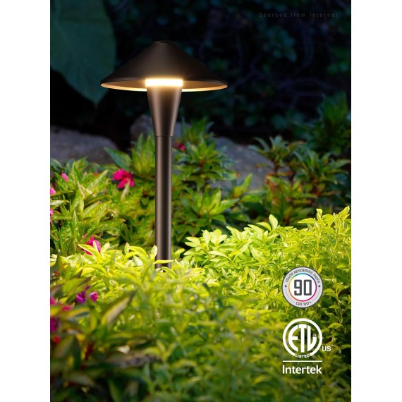 3CCT Low Voltage Pathway Lights, LED Landscape Path Lights, 3000K/4000K/5000K, Flat Cone Head, 12-24V AC/DC, IP65 Outdoor Walkway Light, Oil Rubbed Bronze Aluminum, Pack of 6