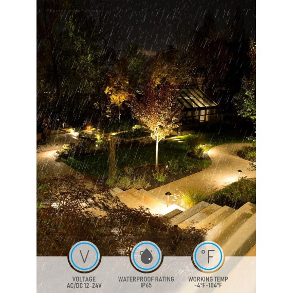 3CCT Low Voltage Pathway Lights, LED Landscape Path Lights, 3000K/4000K/5000K, Saucer Head, 12-24V AC/DC, IP65 Outdoor Walkway Light, Oil Rubbed Bronze Aluminum, Pack of 6