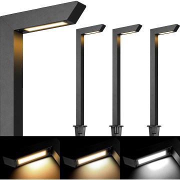 3CCT LED Low Voltage Landscape Pathway Light Wired, Premium 3000K/4000K/5000K Selectable Path Lighting, Modern Walkway Lights Outdoor, Higher Aluminum Housing with Larger Stake (4 pack)