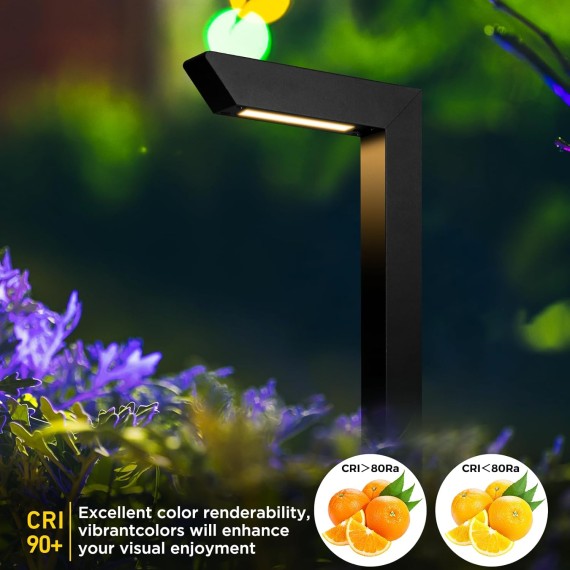 3CCT LED Low Voltage Landscape Pathway Light Wired, Premium 3000K/4000K/5000K Selectable Path Lighting, Modern Walkway Lights Outdoor, Higher Aluminum Housing with Larger Stake (4 pack)