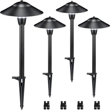 Low Voltage Pathway Lights LED Landscape Lights Low Voltage 3W 12-24V 3000K Landscape Lighting Cast-Aluminum Waterproof Landscape Path Lights for Yard Walkway Garden ETL Listed Cord, 4 Pack