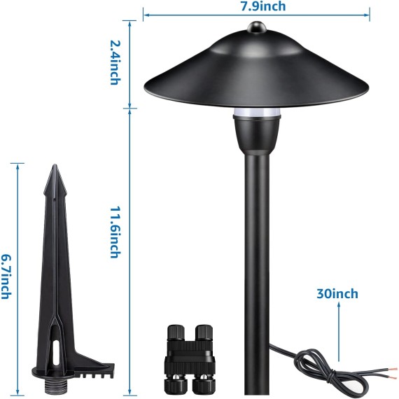 Low Voltage Pathway Lights LED Landscape Lights Low Voltage 3W 12-24V 3000K Landscape Lighting Cast-Aluminum Waterproof Landscape Path Lights for Yard Walkway Garden ETL Listed Cord, 4 Pack