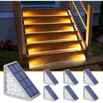 Solar Step Lights for Outside,6 Pack Warm White Solar Stair Lights Outdoor Waterproof IP67 Auto On Off,Solar Lights for Steps,Stair,Patio,Yard,Porch,Front Door,Sidewalk,Deck Decor