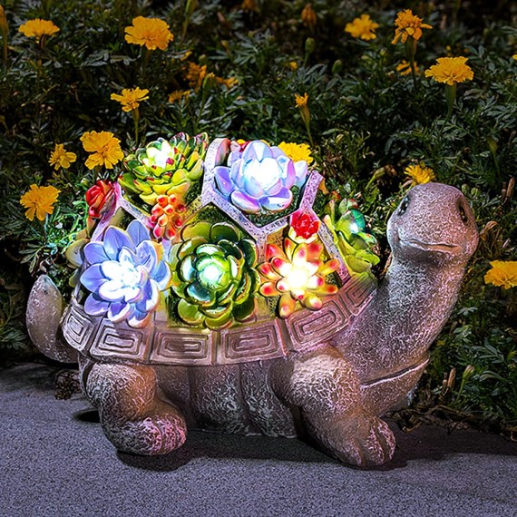 Solar Garden Statues Turtle Figurine Lights for Outside, Yard Decorations Outdoor, Garden Decor Unique Birthday Housewarming Gifts for Mom, Women for Mothers Day