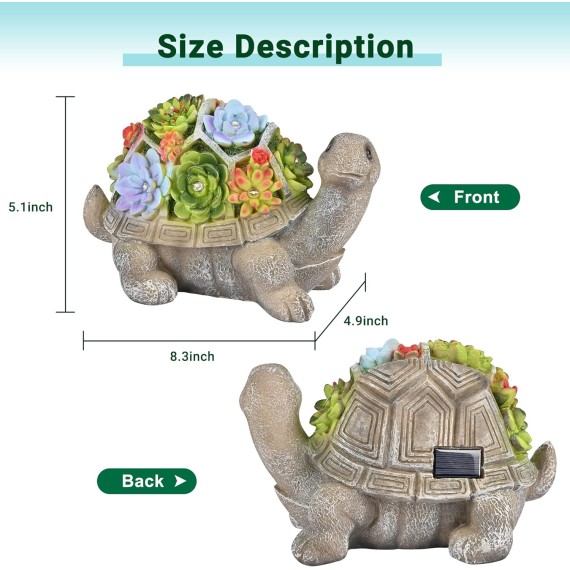 Solar Garden Statues Turtle Figurine Lights for Outside, Yard Decorations Outdoor, Garden Decor Unique Birthday Housewarming Gifts for Mom, Women for Mothers Day