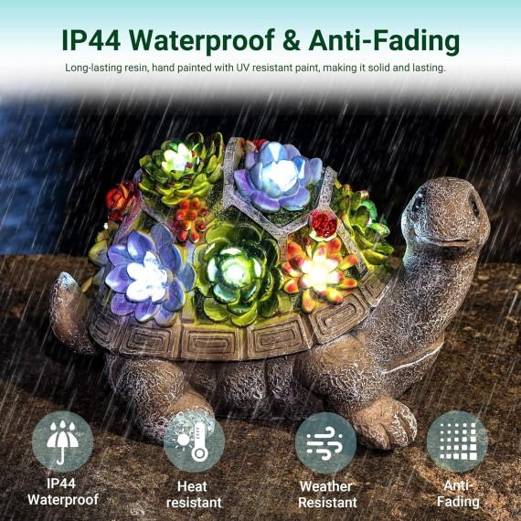Solar Garden Statues Turtle Figurine Lights for Outside, Yard Decorations Outdoor, Garden Decor Unique Birthday Housewarming Gifts for Mom, Women for Mothers Day