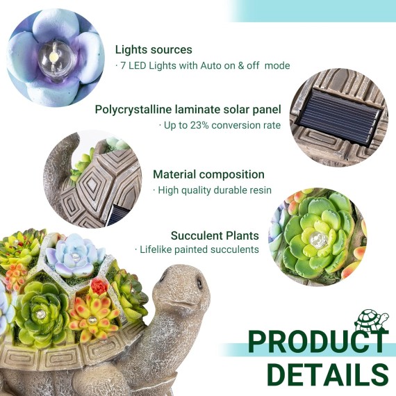Solar Garden Statues Turtle Figurine Lights for Outside, Yard Decorations Outdoor, Garden Decor Unique Birthday Housewarming Gifts for Mom, Women for Mothers Day