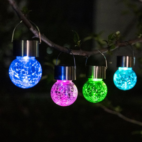 12 Pack Solar Outdoor Lights, Solar Hanging Lights for Christmas Decoration-Cracked Glass Solar Lights Outdoor Waterproof for Garden, Yard, Fence, Tree(Color Changing)