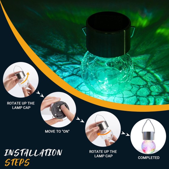 12 Pack Solar Outdoor Lights, Solar Hanging Lights for Christmas Decoration-Cracked Glass Solar Lights Outdoor Waterproof for Garden, Yard, Fence, Tree(Color Changing)