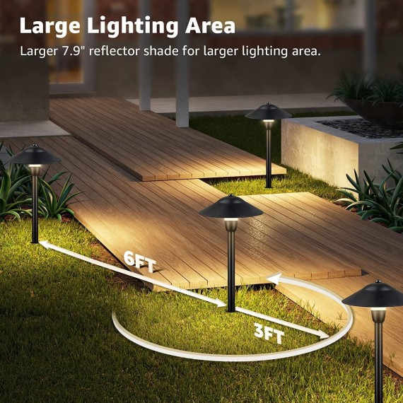 LED Landscape Lights Low Voltage Pathway Lights 3W 12-24V Landscape Lighting Aluminum Landscape Path Lights 3000K Waterproof Landscaping Lights for Garden Walkway Yard ETL Listed Cord, 8 Pack