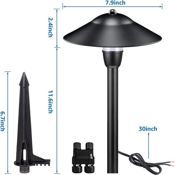 LED Landscape Lights Low Voltage Pathway Lights 3W 12-24V Landscape Lighting Aluminum Landscape Path Lights 3000K Waterproof Landscaping Lights for Garden Walkway Yard ETL Listed Cord, 8 Pack