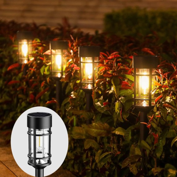 Solar Pathway Lights 8 Pack, Bright Solar Lights Outdoor Waterproof IP65, LED Solar Garden Lights Metal Landscape Lighting for Yard, Path, Driveway