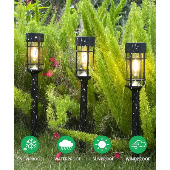 Solar Pathway Lights 8 Pack, Bright Solar Lights Outdoor Waterproof IP65, LED Solar Garden Lights Metal Landscape Lighting for Yard, Path, Driveway