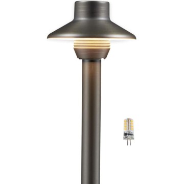 Landscape Path Lights Brass, 12V Low Voltage Pathway Lights Wired, Outdoor Garden Lights LED Waterproof, Mini Shade Bronze for Yard Walkway Driveway with 3W 270LM 2700K G4 Bulb