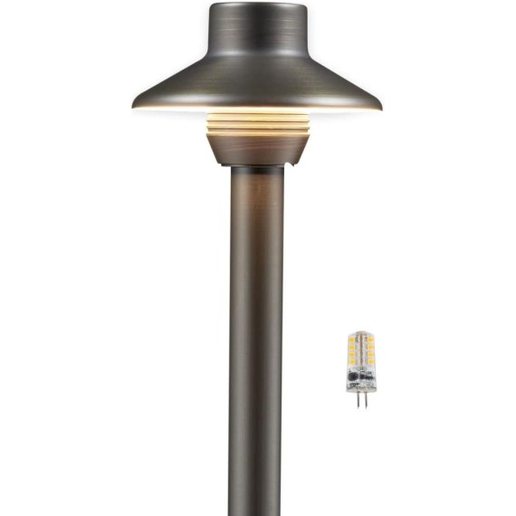 Landscape Path Lights Brass, 12V Low Voltage Pathway Lights Wired, Outdoor Garden Lights LED Waterproof, Mini Shade Bronze for Yard Walkway Driveway with 3W 270LM 2700K G4 Bulb