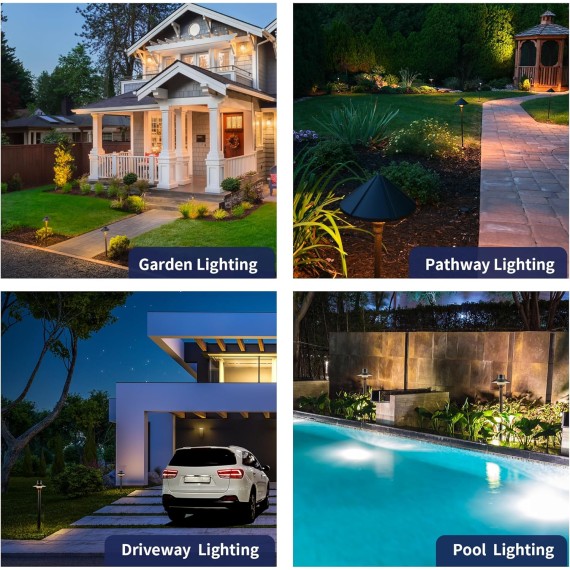 Landscape Path Lights Brass, 12V Low Voltage Pathway Lights Wired, Outdoor Garden Lights LED Waterproof, Mini Shade Bronze for Yard Walkway Driveway with 3W 270LM 2700K G4 Bulb