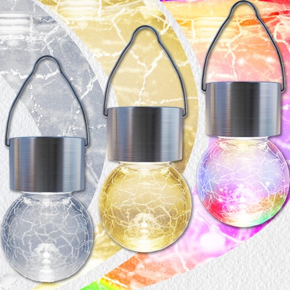 8 Pack Solar Outdoor Lights, Solar Hanging Lights for Christmas Decoration-Cracked Glass Solar Lights Outdoor Waterproof for Garden, Yard, Fence, Tree（Warm White）