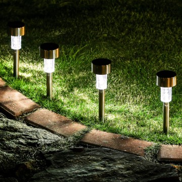24 Pack Solar Path Lights Outdoor,Solar Lights Outdoor Waterproof,Stainless Steel LED Landscape Lighting,Solar Garden Lights for Driveway,Pathway,Patio,Yard