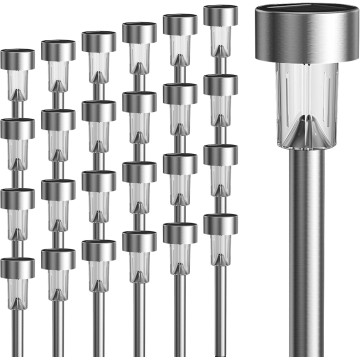 24 Pack Solar Path Lights Outdoor,Solar Lights Outdoor Waterproof,Stainless Steel LED Landscape Lighting,Solar Garden Lights for Driveway,Pathway,Patio,Yard