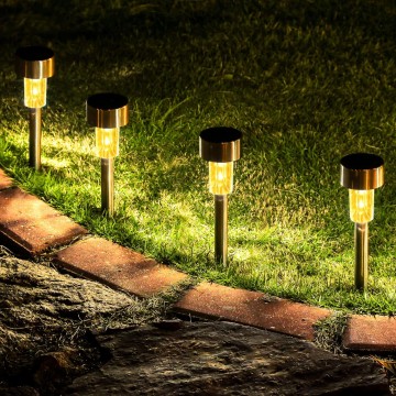 24 Pack Solar Path Lights Outdoor,Solar Lights Outdoor Waterproof,Stainless Steel LED Landscape Lighting,Solar Garden Lights for Driveway,Pathway,Patio,Yard