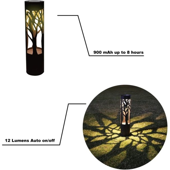4Pack Solar Pathway Lights Outdoor, Landscape Lighting Dust to Dawn Solar Lights for Garden Decor, Metal Path Lights Solar Powered Lights for Yard Lawn Patio Walkway Warm Yellow