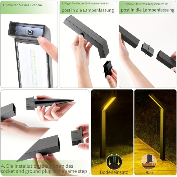 Solar Pathway Lights, 8 Pack Solar Outdoor Garden Light Waterproof Solar Powered with Warm White LED Lights, Landscape Path Lighting for Driveway, Patio, Yard, Backyard, Lawn