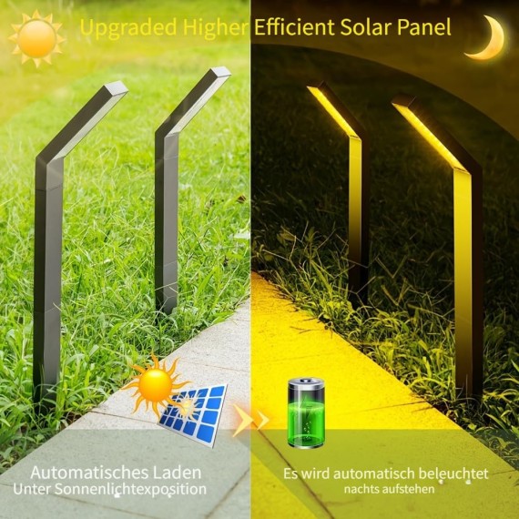 Solar Pathway Lights, 8 Pack Solar Outdoor Garden Light Waterproof Solar Powered with Warm White LED Lights, Landscape Path Lighting for Driveway, Patio, Yard, Backyard, Lawn
