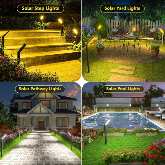 Solar Pathway Lights Outdoor, 6 Pack Solar Lights Outdoor Waterproof, Bright Solar Garden Lights Solar Lights for Outside Landscape Lighting Yard Patio Backyard Driveway Walkway Path Lawn