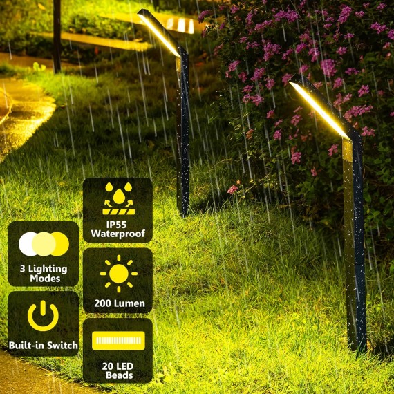 Solar Pathway Lights Outdoor, 6 Pack Solar Lights Outdoor Waterproof, Bright Solar Garden Lights Solar Lights for Outside Landscape Lighting Yard Patio Backyard Driveway Walkway Path Lawn