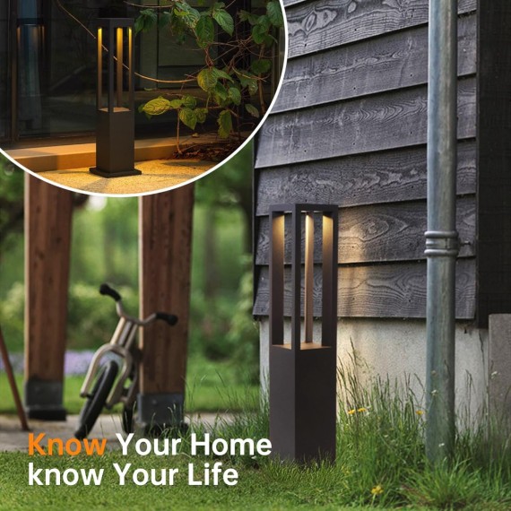 Landscape Path Light with 3000K LED Lighting - IP65 Waterproof Post Bollard Light Aluminum Outdoor Lawn Floor Lantern Modern Luxury Road Light for Patio, Courtyard and Driveway