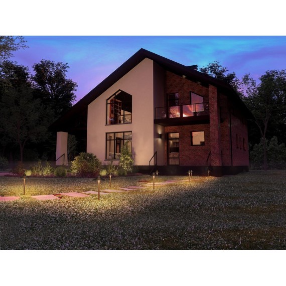 Solid Brass Landscape Path Lights (6.7" Shade, 20" Tall), Low Voltage LED 3W 12-24V AC/DC China Hat Path Lighting, 2700K Outdoor Waterproof Walkway Light, with Stake and G4 Bulb, 2 Pack