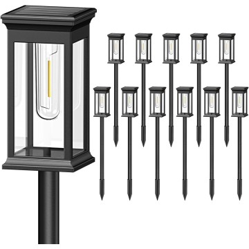 Solar Pathway Lights Outdoor, 12 Pack Upgraded Solar Outdoor Lights, Bright Solar Garden Lights Outdoor Waterproof, Auto On/Off Outdoor Solar Lights for Yard Landscape Path Lawn Patio Walkway