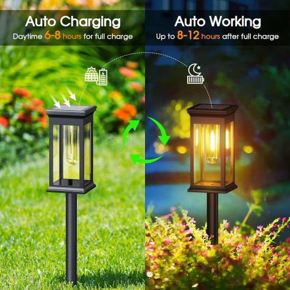 Solar Pathway Lights Outdoor, 12 Pack Upgraded Solar Outdoor Lights, Bright Solar Garden Lights Outdoor Waterproof, Auto On/Off Outdoor Solar Lights for Yard Landscape Path Lawn Patio Walkway