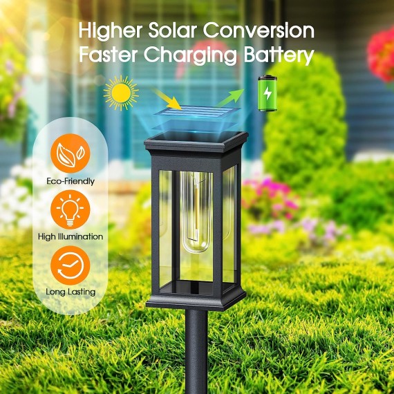 Solar Pathway Lights Outdoor, 12 Pack Upgraded Solar Outdoor Lights, Bright Solar Garden Lights Outdoor Waterproof, Auto On/Off Outdoor Solar Lights for Yard Landscape Path Lawn Patio Walkway