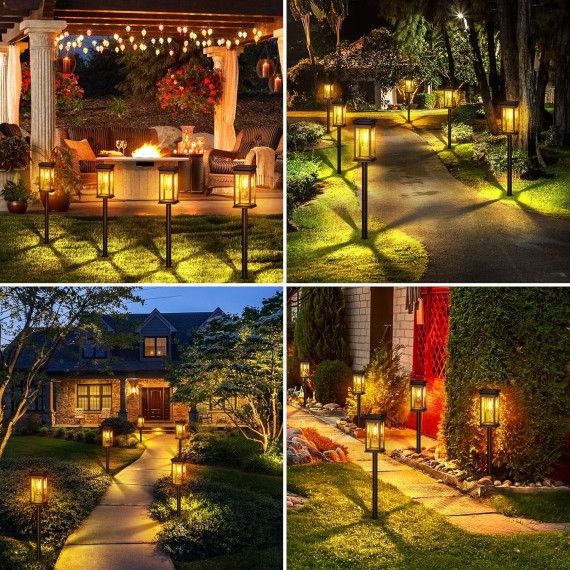 Solar Pathway Lights Outdoor, 12 Pack Upgraded Solar Outdoor Lights, Bright Solar Garden Lights Outdoor Waterproof, Auto On/Off Outdoor Solar Lights for Yard Landscape Path Lawn Patio Walkway