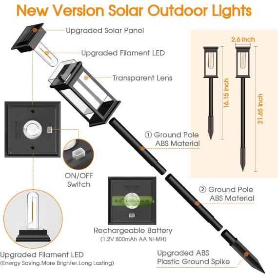 Solar Pathway Lights Outdoor, 12 Pack Upgraded Solar Outdoor Lights, Bright Solar Garden Lights Outdoor Waterproof, Auto On/Off Outdoor Solar Lights for Yard Landscape Path Lawn Patio Walkway