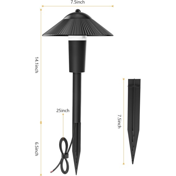 LED Low Voltage Landscape Lights 5W Pathway Lights Low Voltage, 12-24V Waterproof Landscape Path Lights Walkway Light, 3000K Landscape Lighting for Yard Garden Patio, 10 Pack