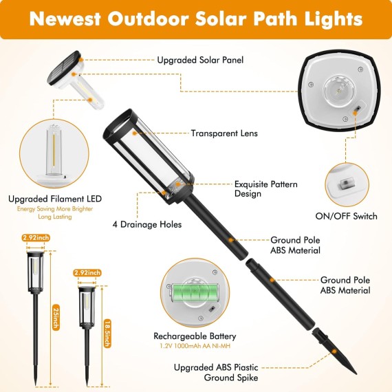 Solar Pathway Lights Outdoor 8 Pack, Bright Solar Path Light Outside Waterproof, Solar Garden Decorative Solar Powered Landscape Lights for Walkway Driveway Lawn Patio Sidewalk Yard Decor