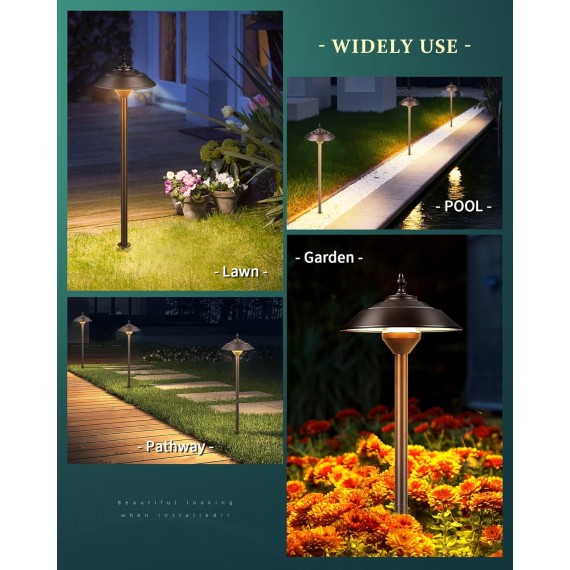 Low Voltage Pathway Lights, 12V LED Landscape Lights Outdoor Waterproof (Included Connector), Cast-Aluminum Sidewalk Walkway Lights Path Lights for Yard Walkway Garden (6 Pack, Spire)