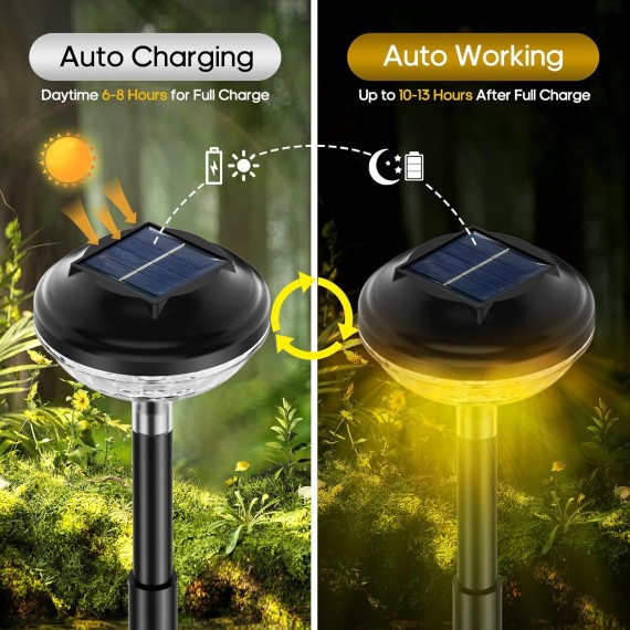 Solar Outdoor Lights, 8 Pack RGB Color Changing Solar Garden Lights, LED Solar Lights Outdoor Waterproof, 12 Hrs Long Lasting Landscape Lighting Solar Walkway Lights for Garden, Landscape, Path, Yard