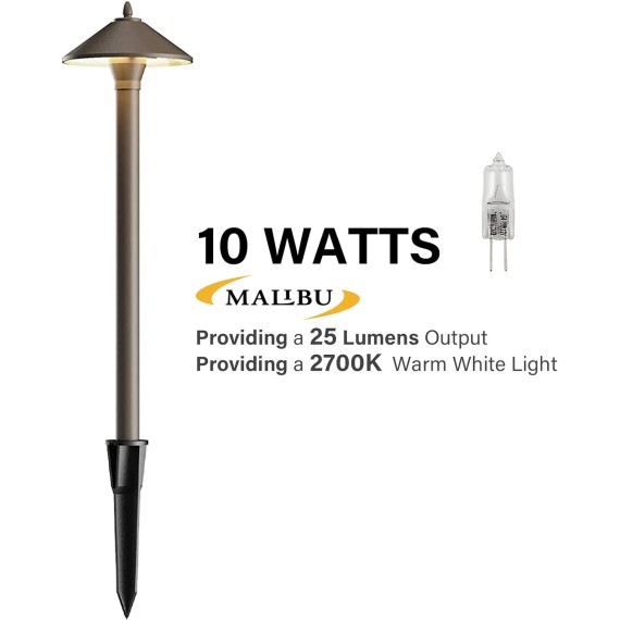 10W Pro Style Light Decorative Pathway Landscape Lights Kit, Low Voltage Path Yard Light 2700K Warm White 8308-9103-08 (8 Pack)