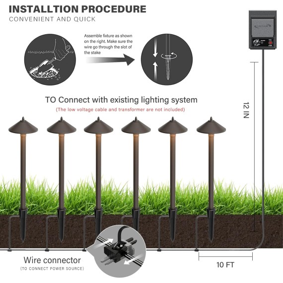 10W Pro Style Light Decorative Pathway Landscape Lights Kit, Low Voltage Path Yard Light 2700K Warm White 8308-9103-08 (8 Pack)