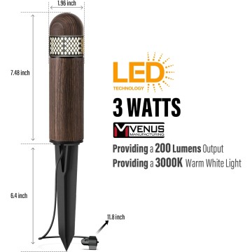 Low Voltage Landscape Lights LED Bollard Pathway Lights Kits 3W Outdoor Landscape Lighting 200Lumen Path Light 3000K Warm White Wired Walkway Sideway Woodgrain Path Lights 6PK