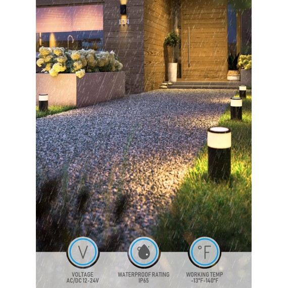 Low Voltage Path Lighting, LED Landscape Bollard Pathway Light, 12V Landscape Lights Outdoor, Aluminum Housing, IP65 Waterproof, 50,000 Hours Lifespan, 3000K Warm White, Pack of 4