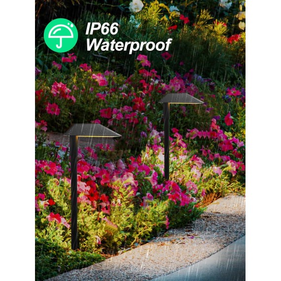 5W Low Voltage Pathway Lights with Connectors 12V Outdoor Landscape Lighting LED Bollard Path Lights Wired IP65 Waterproof Warm White Walkway Lights for Garden Yard Lawn (8 Pack)
