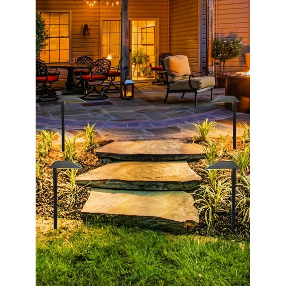 5W Low Voltage Pathway Lights with Connectors 12V Outdoor Landscape Lighting LED Bollard Path Lights Wired IP65 Waterproof Warm White Walkway Lights for Garden Yard Lawn (8 Pack)