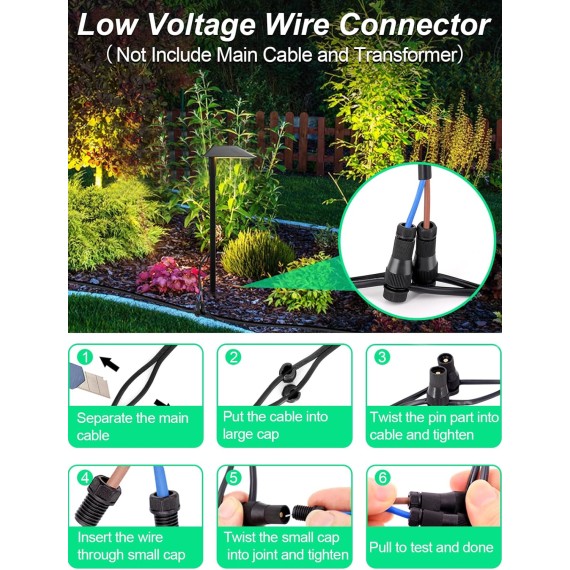 5W Low Voltage Pathway Lights with Connectors 12V Outdoor Landscape Lighting LED Bollard Path Lights Wired IP65 Waterproof Warm White Walkway Lights for Garden Yard Lawn (8 Pack)