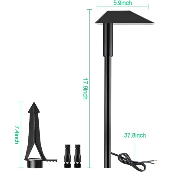 5W Low Voltage Pathway Lights with Connectors 12V Outdoor Landscape Lighting LED Bollard Path Lights Wired IP65 Waterproof Warm White Walkway Lights for Garden Yard Lawn (8 Pack)